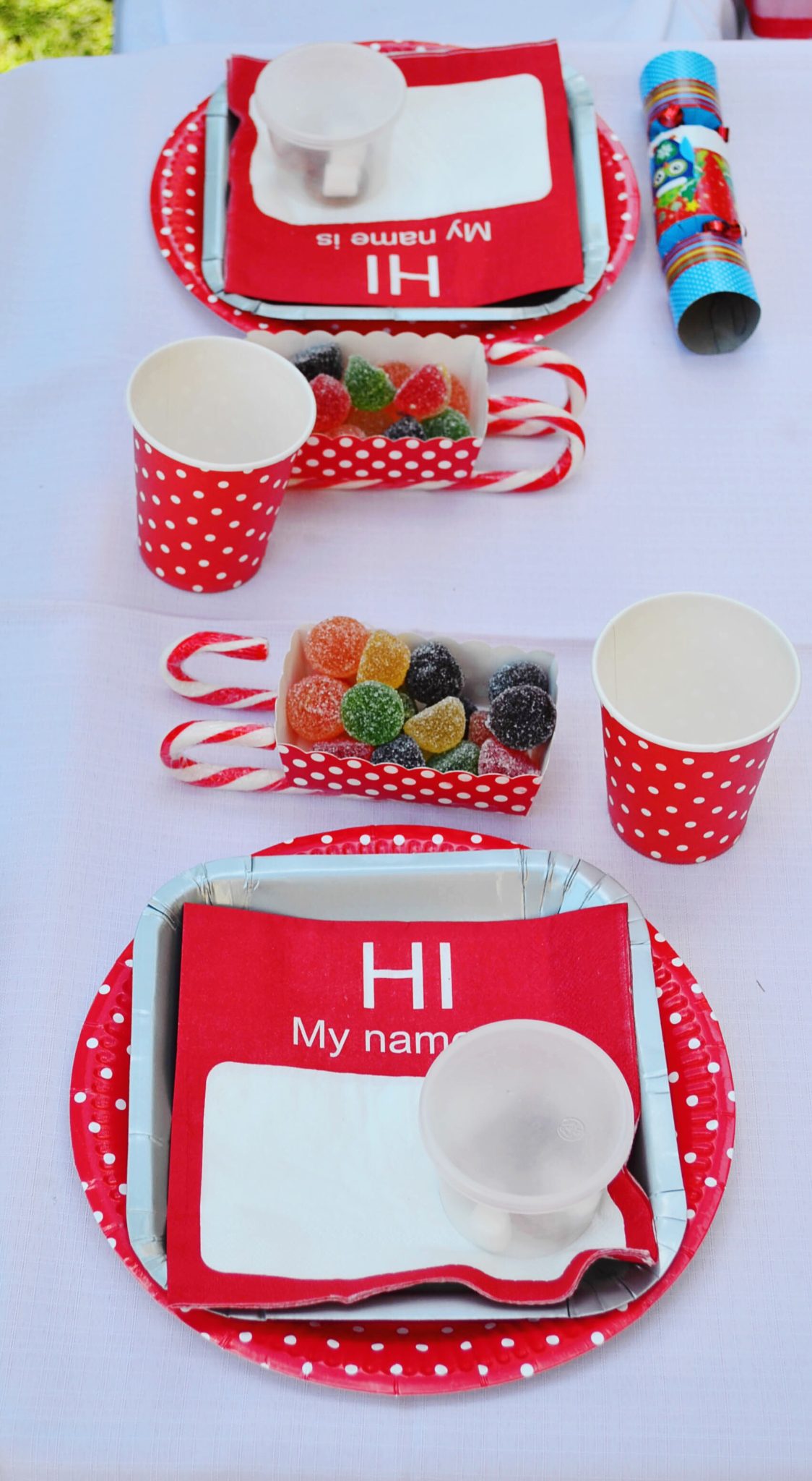 Christmas kids party, table setting 