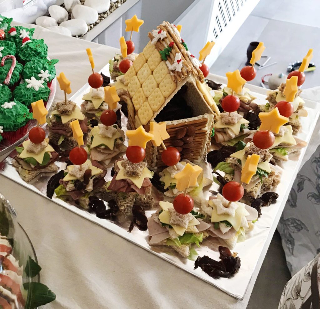 Savoury Christmas house filled with biltong, Christmas tree sandwiches