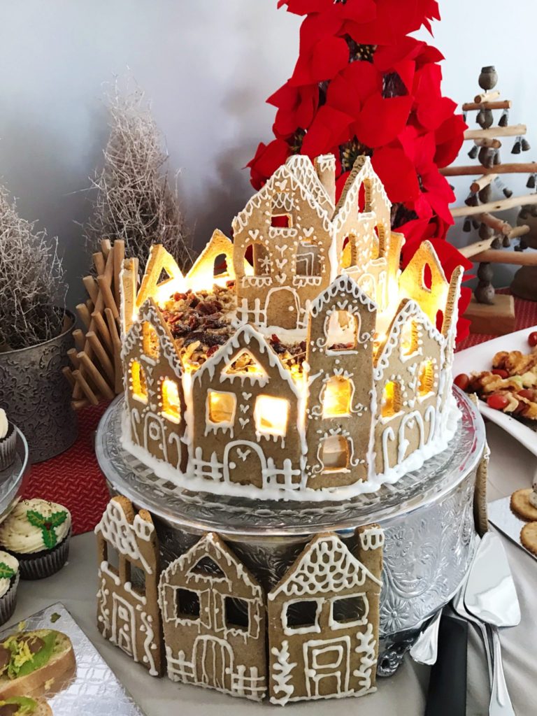 Gingerbread village cake