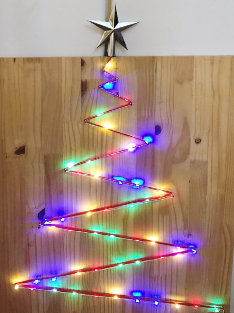 Christmas tree board with lights