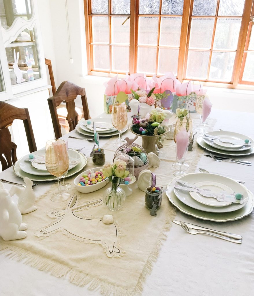 Easy Easter table setting, pastel