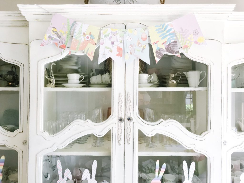 Easter bunting on French cabinet