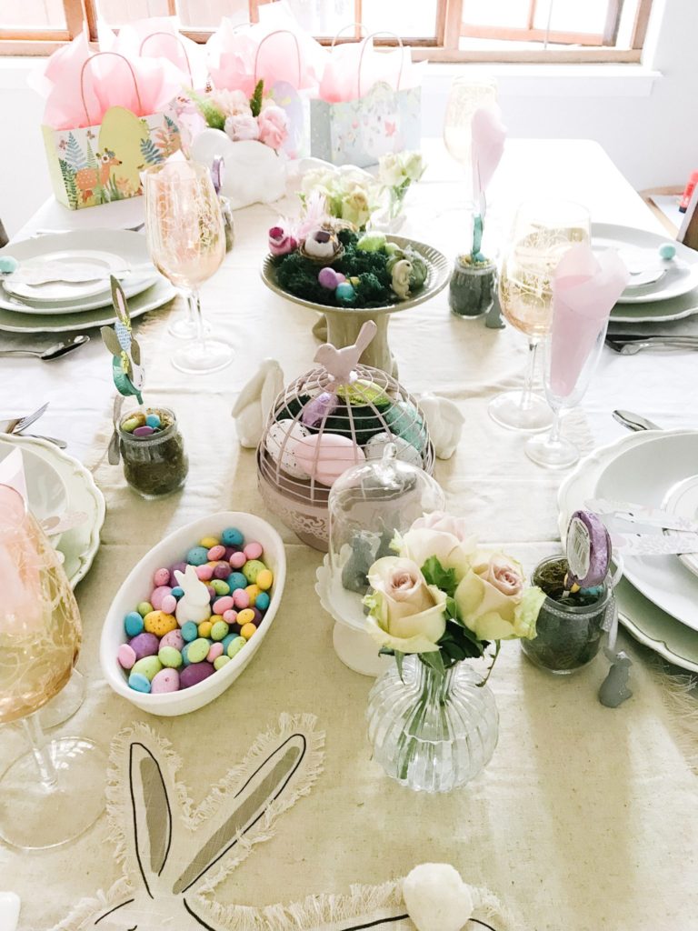 Pretty pastel Easter table setting
