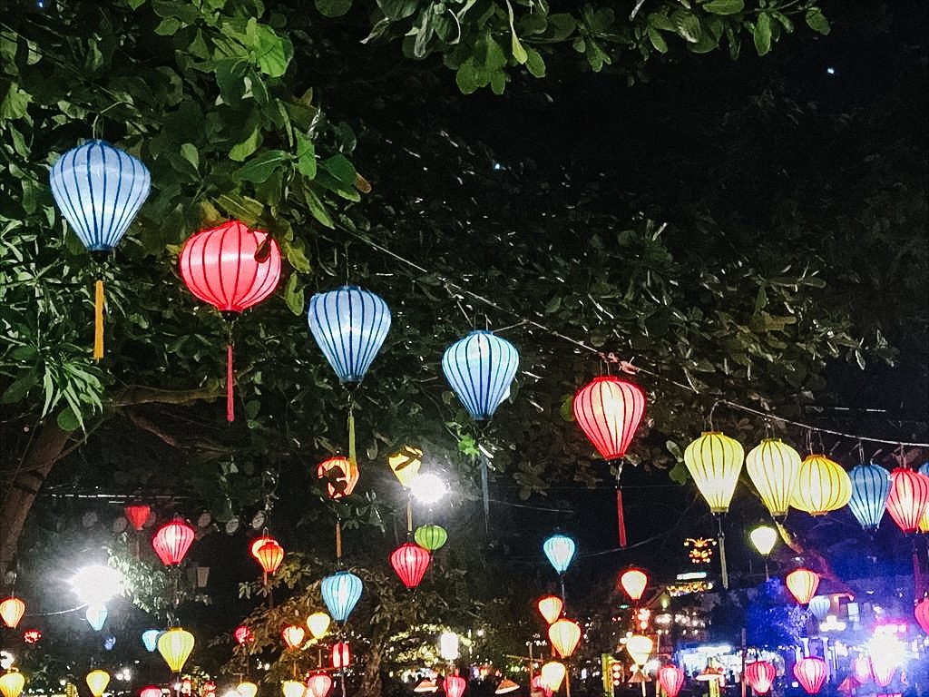 Hoi An streets at night with lanterns in vibrant Vietnam