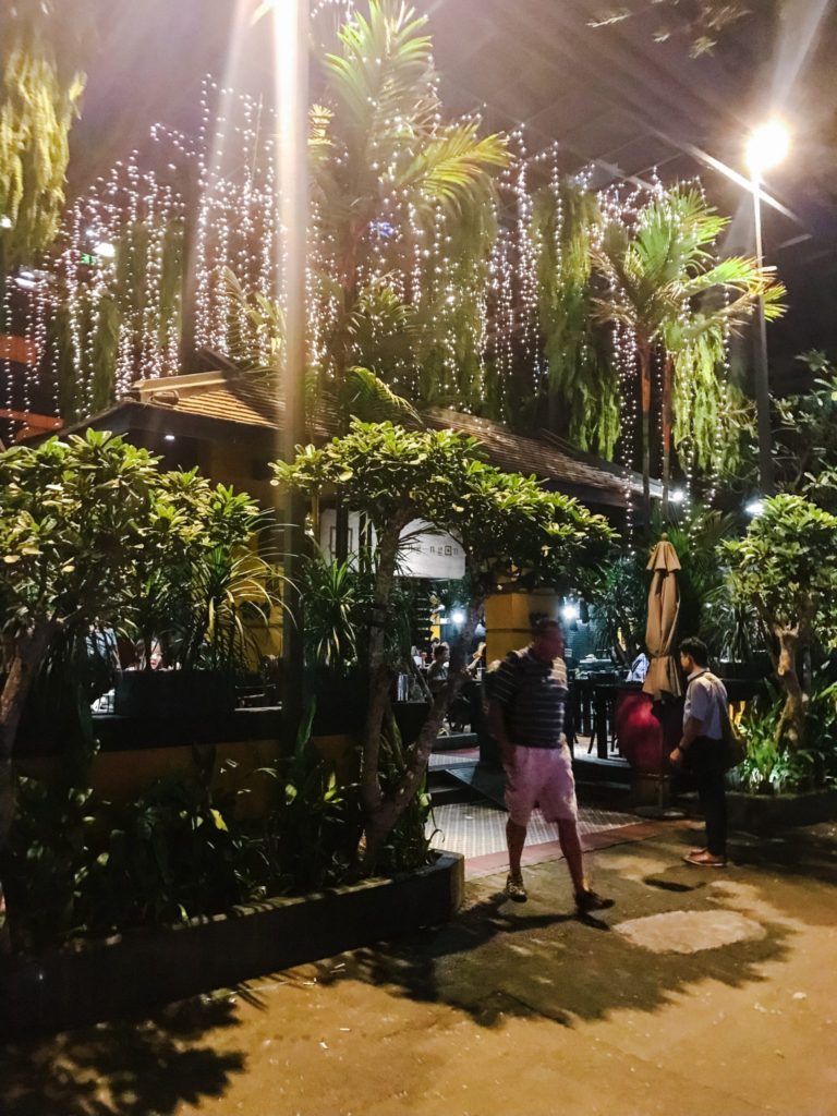 Ngon Restaurant entrance at night