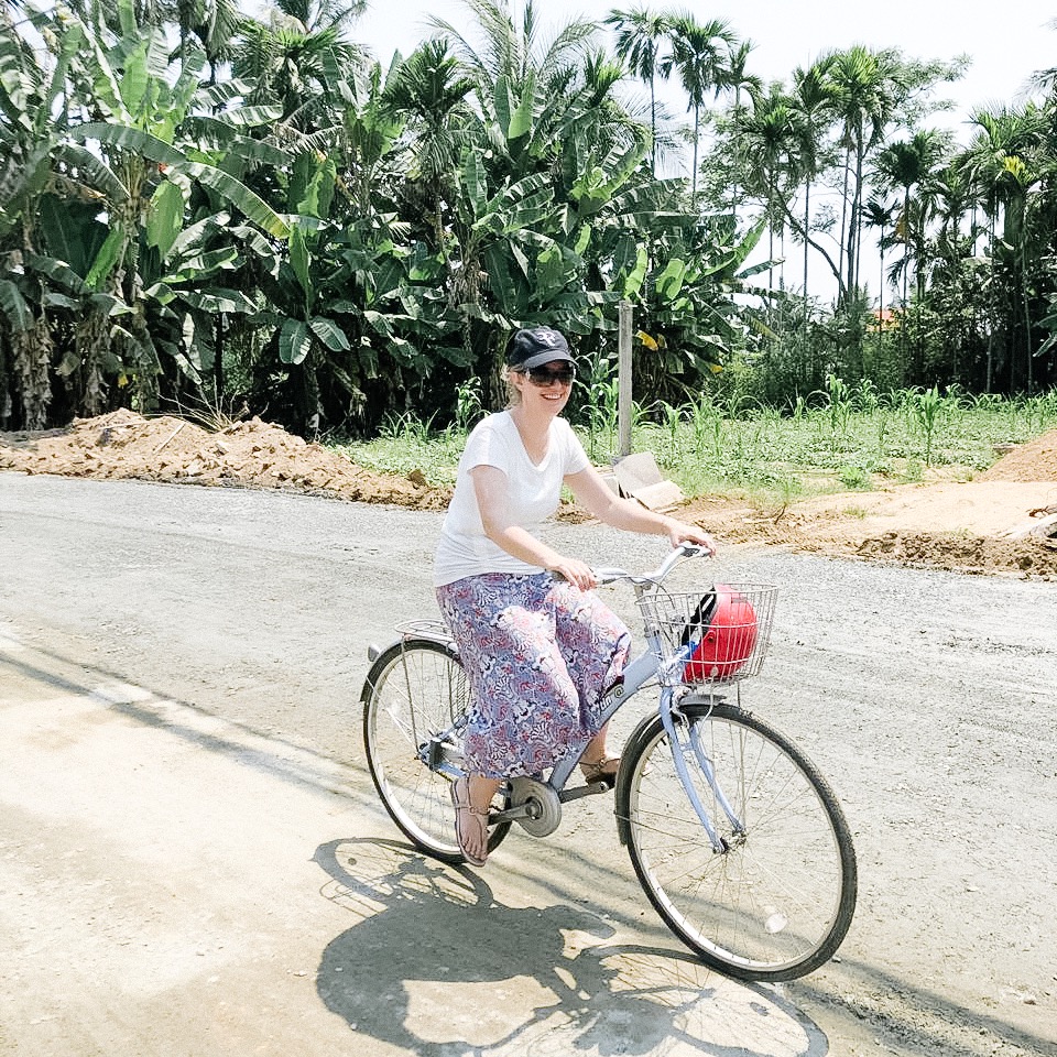 Cycling to a local village in vibrant Vietnam