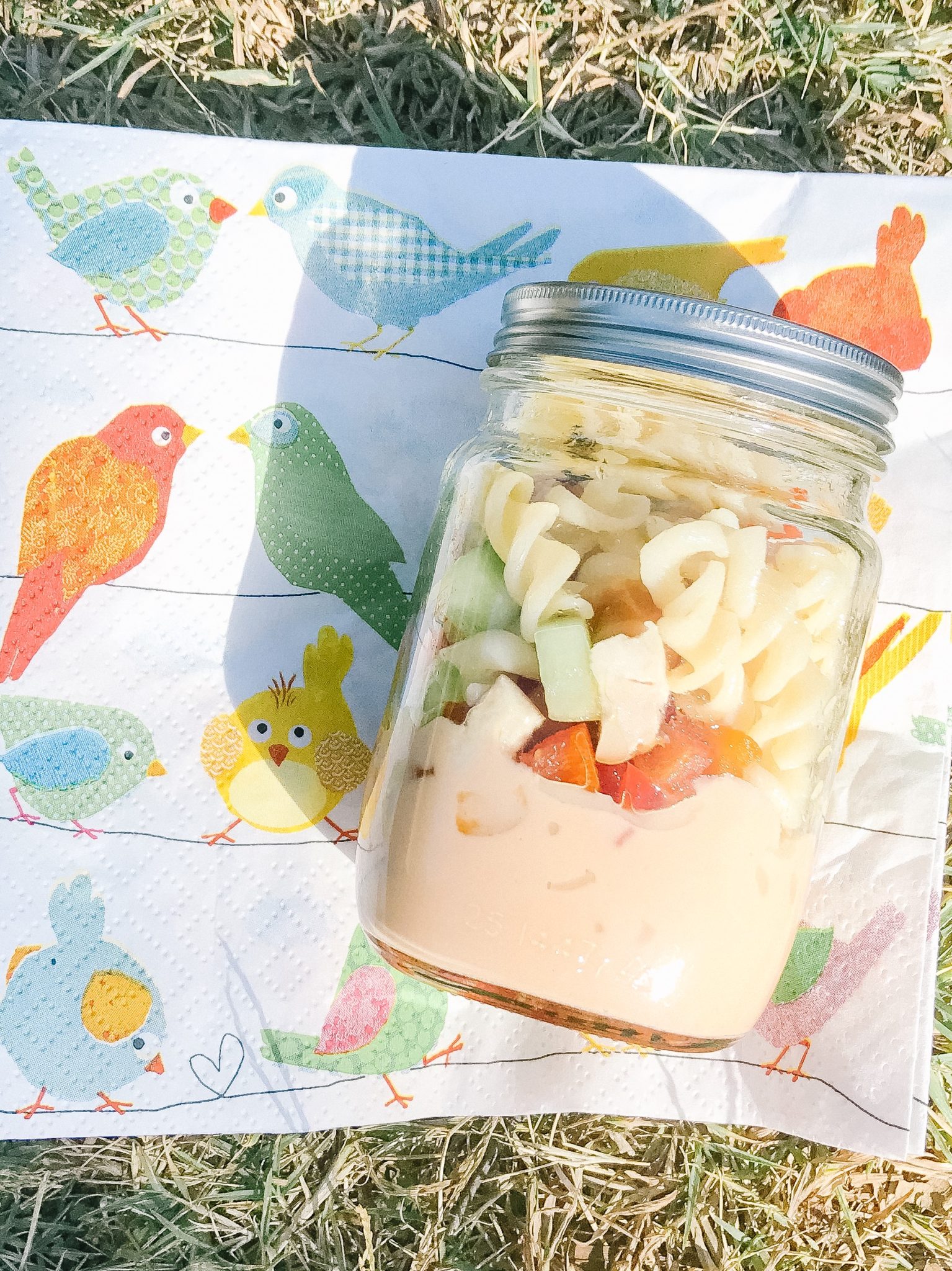 Salad in a mason jar for your pretty perfect picnic