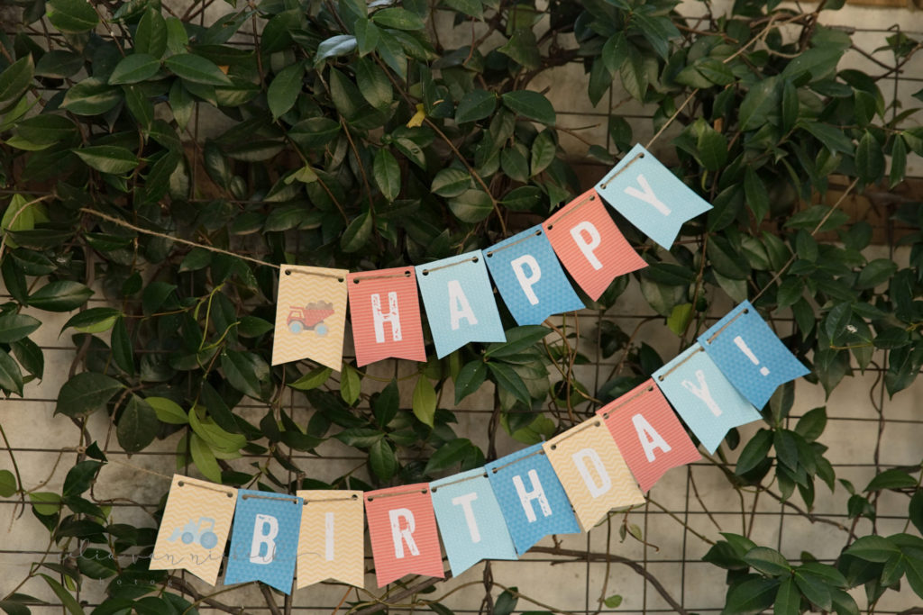Happy birthday banner for a construction theme birthday party