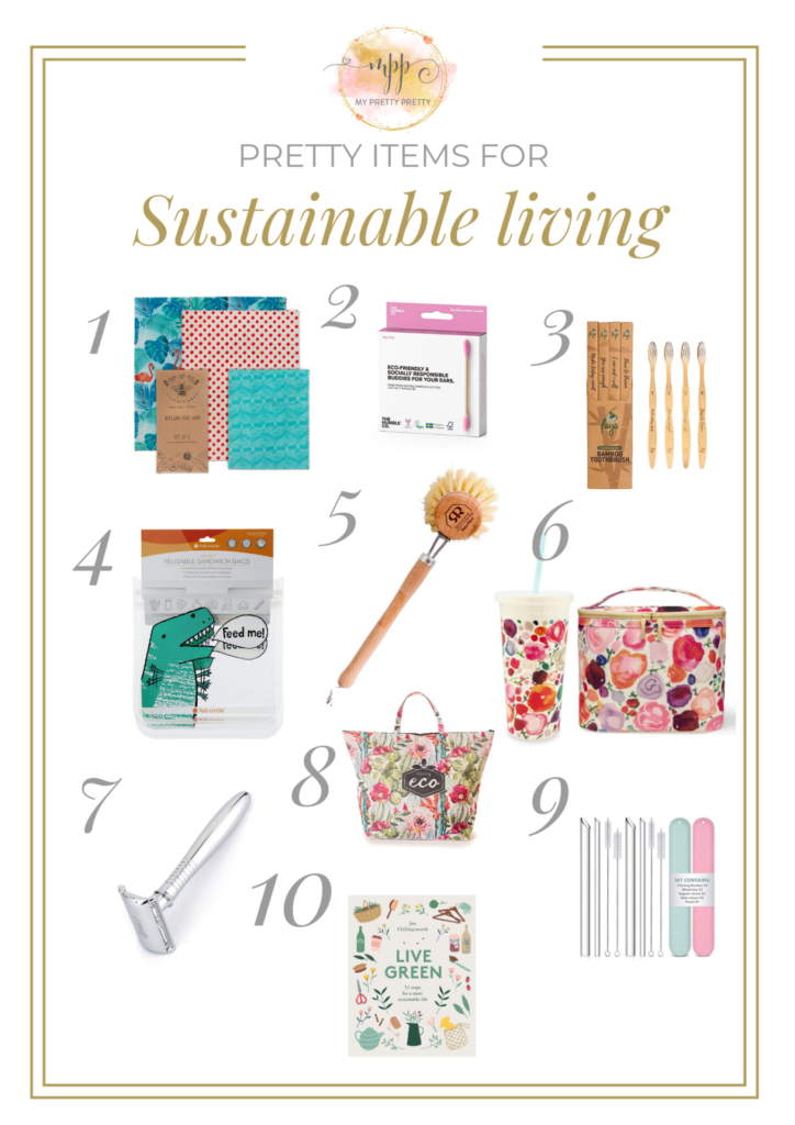 A list of pretty items for sustainable living