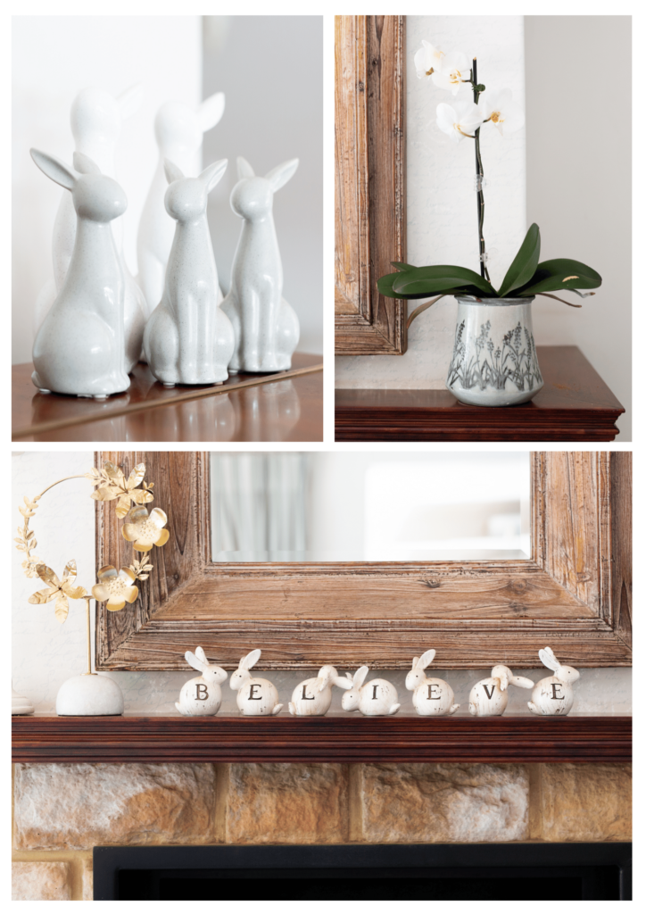 Living room details including the fireplace mantel