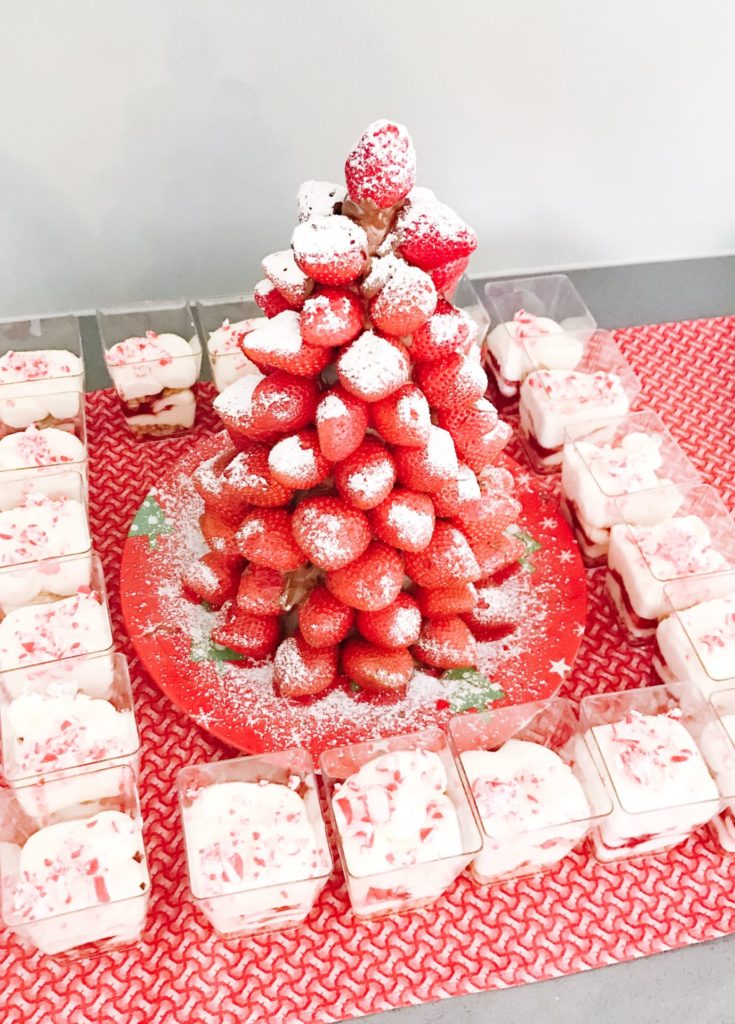 Strawberry Christmas tree with raspberry mousse