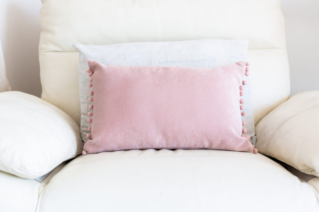 Upstairs living room - updated with new blush cushions