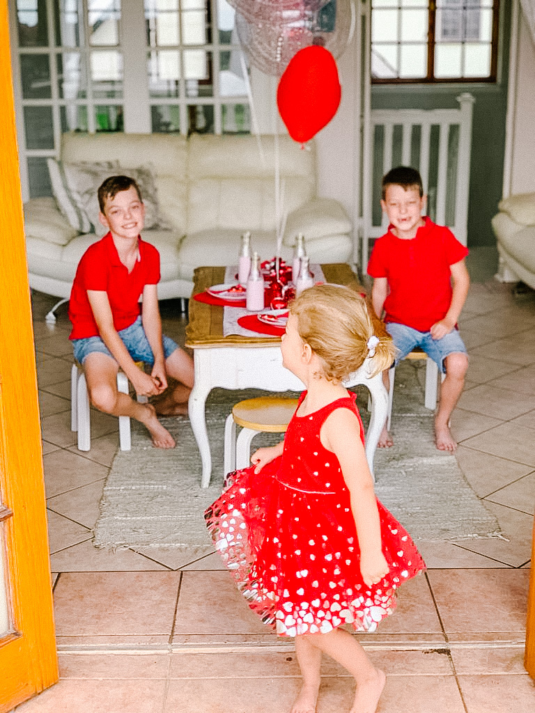 Kids having so much fun at a little Valentine's Day party