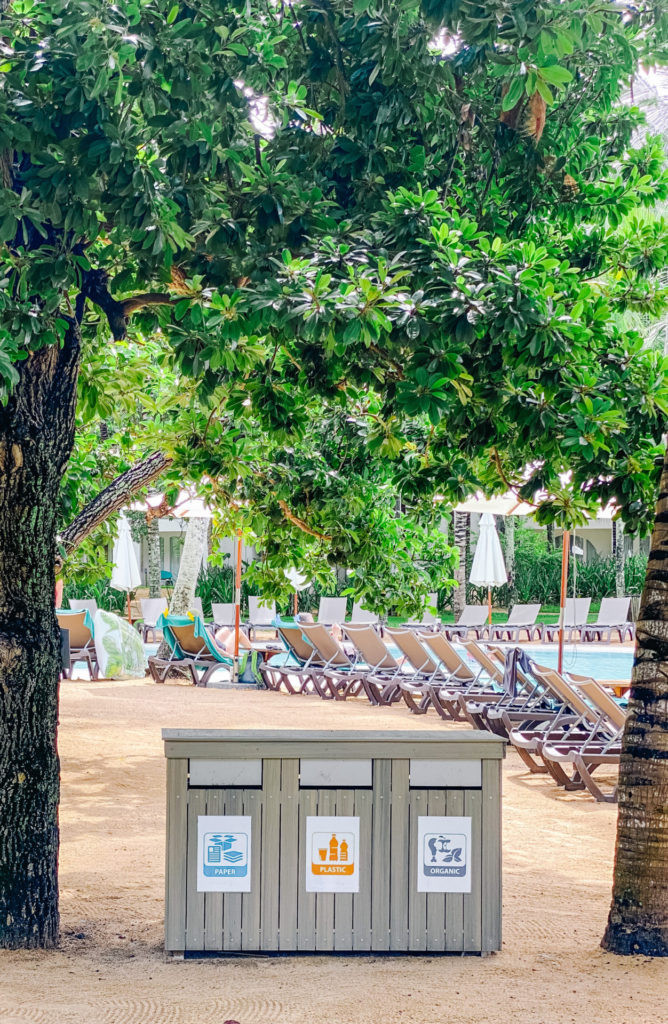 Recycling station at a resort in Mauritius (Paper, Plastic & Organic)