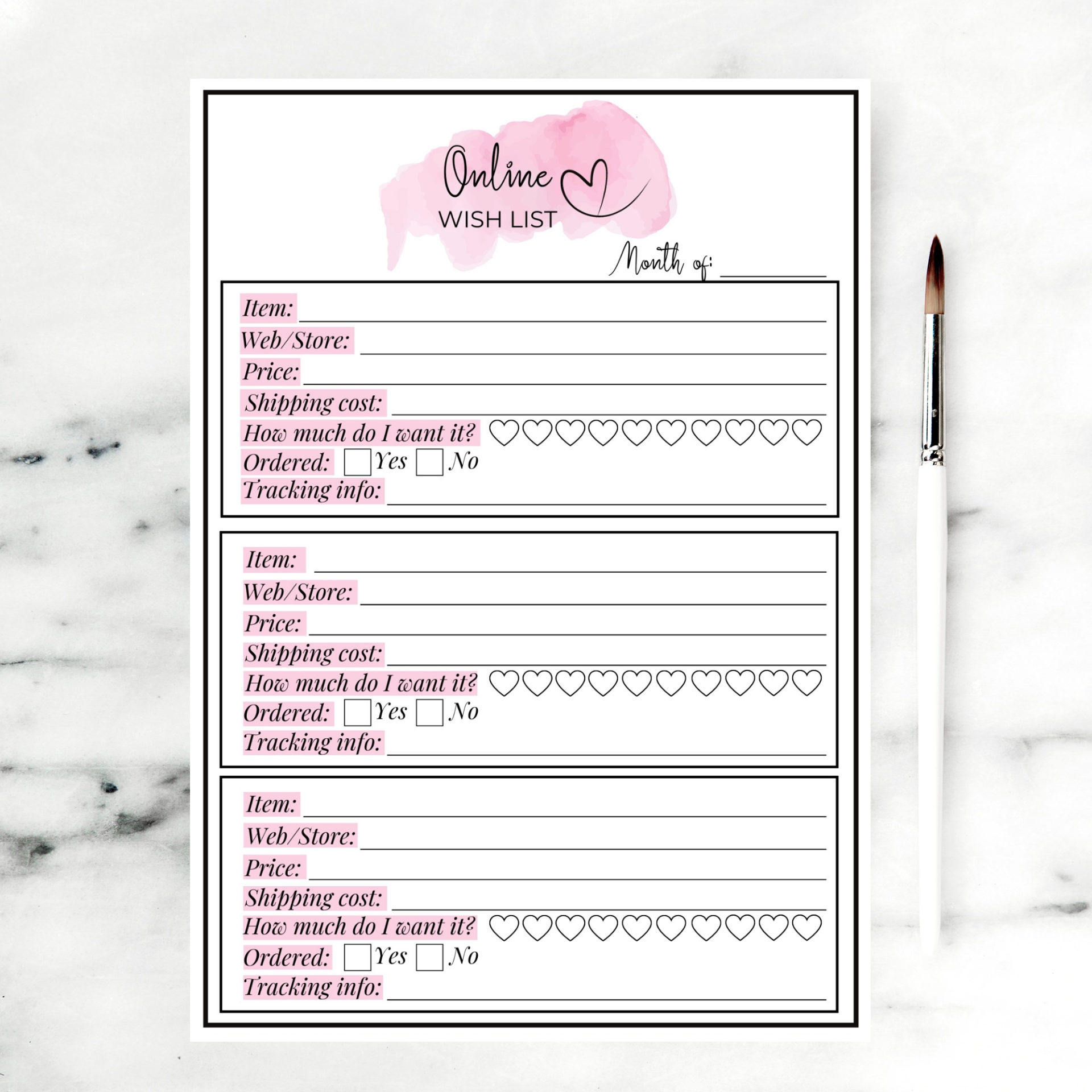 Online Shopping Wish List Printable – My Pretty Pretty