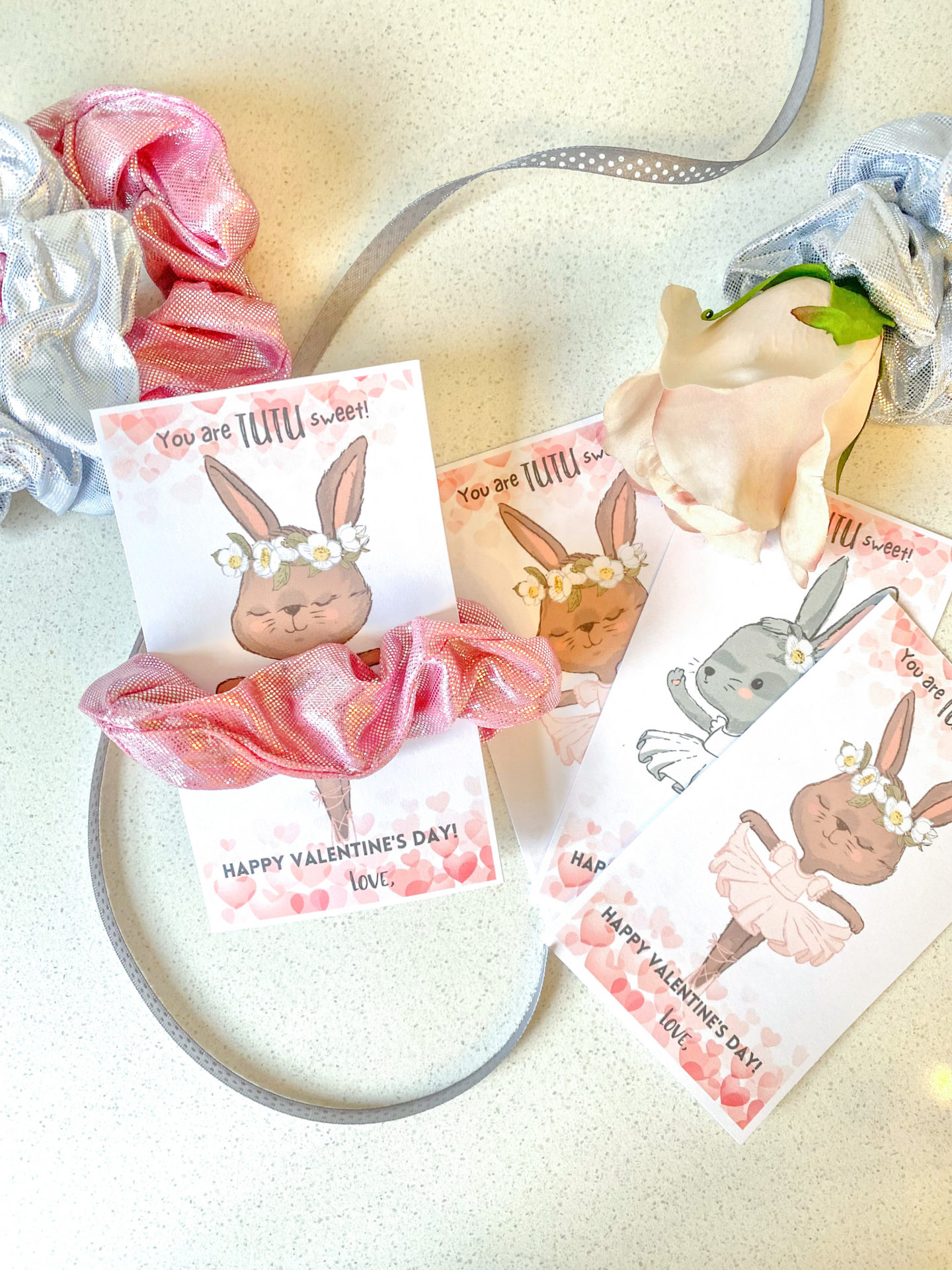 Bunny Ballerina Scrunchie Gift Craft to make for Valentine's Day